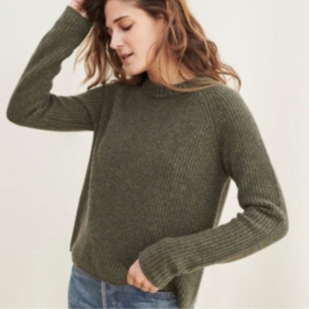 Jenni Kayne Cashmere Fisherman Sweater, Olive Size Small